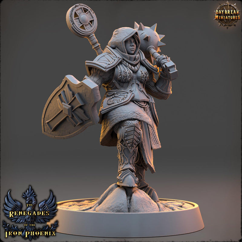 Female Cleric, Paladin PC /NPC Unpainted | 28mm,32mm,54mm,75mm,100mm Scales | Dungeons and Dragons | Pathfinder | Daybreak Miniatures - Only-Games