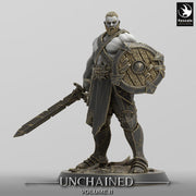 Ranger, Fighter, Barbarian Sword and Shield, DnD Unpainted Miniature| 28mm, 32mm,54mm,75mm,100mm Scales | Dungeons & Dragons - Only-Games