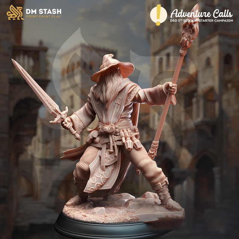 War Wizard, Warlock, Sorcerer PC / NPC Resin Miniature | 28mm, 32mm,54mm,75mm, 100mm Scales | Dungeons and Dragons  5E | DM Stash - Only-Games