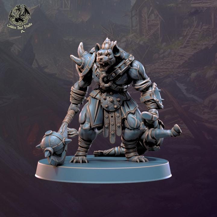 Gnoll Fighter Marauder | Resin Miniature| Dungeons and Dragons | 28mm,32mm,54mm,75mm,100mm Scales | Pathfinder hyena humanoid | D&D 5e | - Only-Games