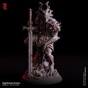 Demon Warrior Fiend, Demon Prince | 28mm,32mm,54mm,75mm,100mm Scale Resin Miniature | Dungeons and Dragons D&D 5e Pathfinder | Flesh of Gods - Only-Games