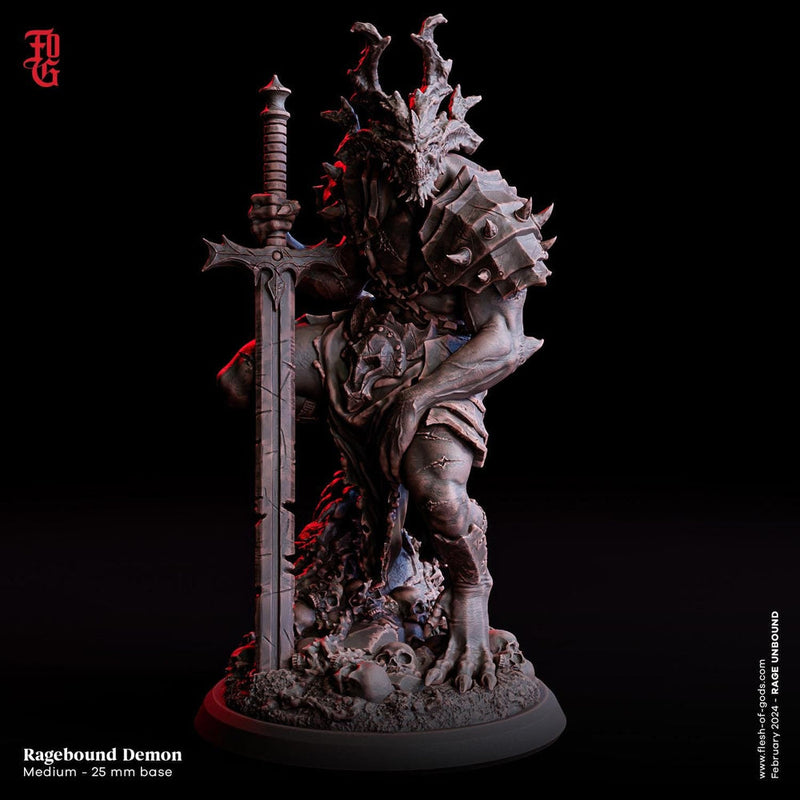 Demon Warrior Fiend, Demon Prince | 28mm,32mm,54mm,75mm,100mm Scale Resin Miniature | Dungeons and Dragons D&D 5e Pathfinder | Flesh of Gods - Only-Games