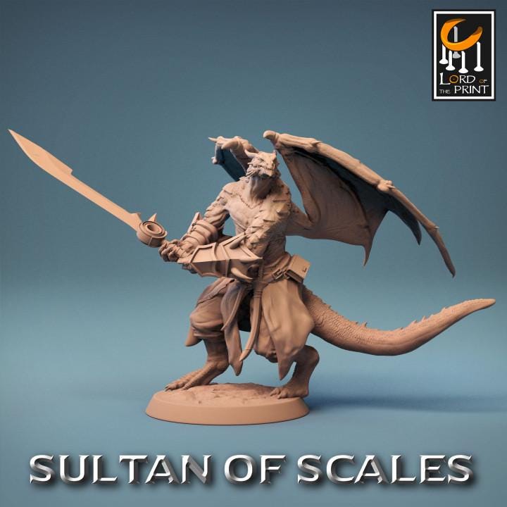 Dragonborn Fighter Ranger Barbarian | 28mm,32mm,54mm,75mm,100mm Scale Resin Mini | Dungeons and Dragons D&D 5e Pathfinder |Lord of the Print - Only-Games