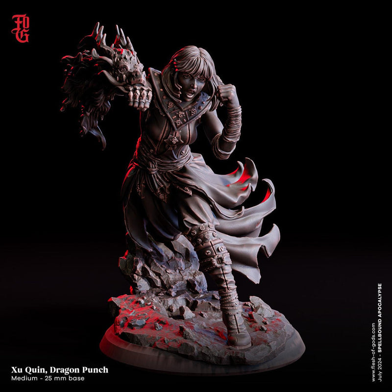 Female Human Monk Dragon Punch, Sorcerer, Psion PC NPC | 28mm, 32mm,54mm, 75mm, 100mm Scale Resin Mini | Dungeons and Dragons| Flesh of Gods - Only-Games