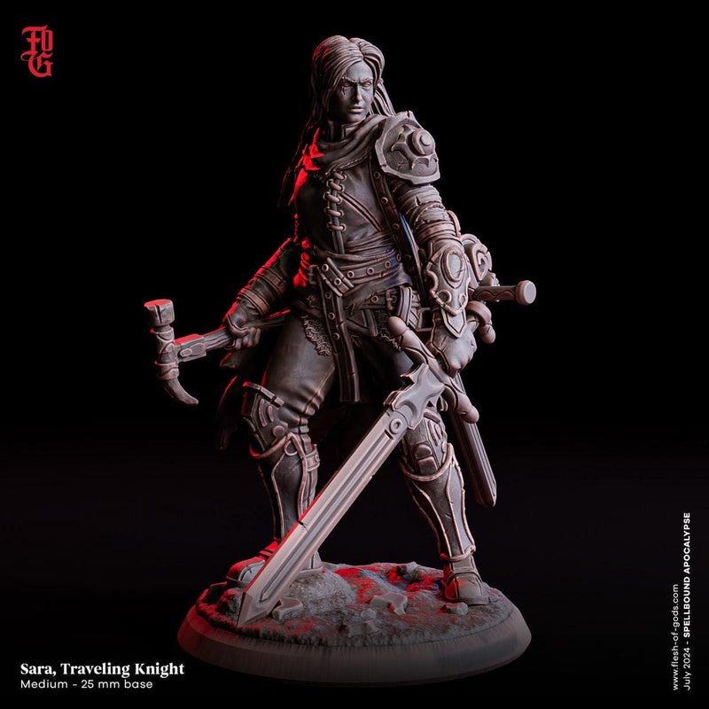 Female Human Fighter Adventurer, Ranger Paladin PC NPC | 28mm, 32mm,54mm, 75mm,100mm Scale Resin Mini | Dungeons and Dragons| Flesh of Gods - Only-Games