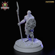 Githyanki Fighter Warrior Polearm and Shield UNPAINTED Resin Miniature | 28mm, 32mm,54mm,75mm,100mm Scale  |Dungeons & Dragons |Clay Cyanide - Only-Games