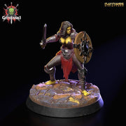 Githyanki Female Fighter Sword and Shield | UNPAINTED Resin Miniature | 28mm, 32mm,54mm,75mm,100mm Scale |Dungeons & Dragons| Clay Cyanide - Only-Games
