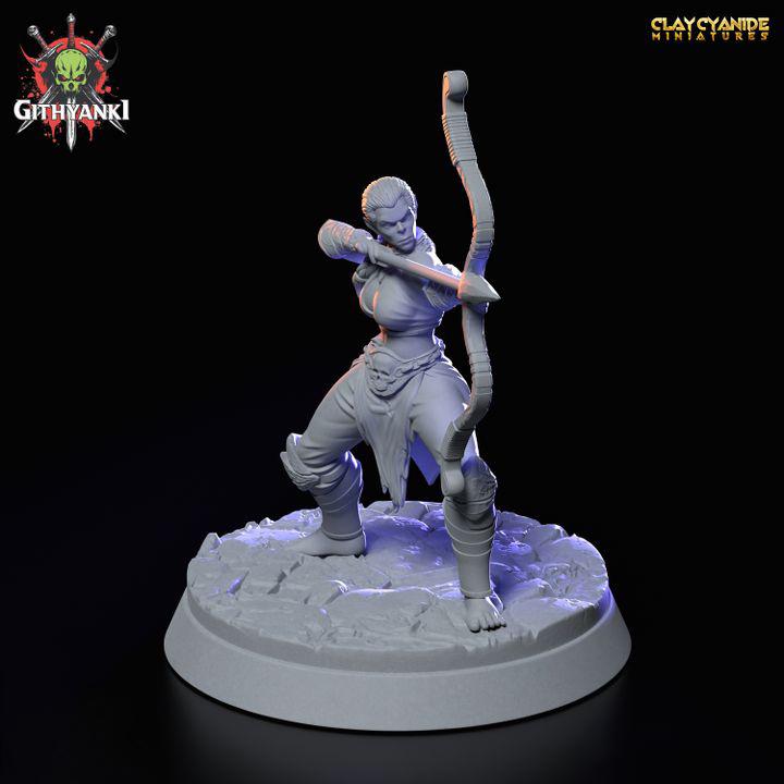 Githyanki Female Fighter with Bow | UNPAINTED Resin Miniature | 28mm, 32mm,54mm,75mm,100mm Scale |Dungeons & Dragons| Clay Cyanide - Only-Games
