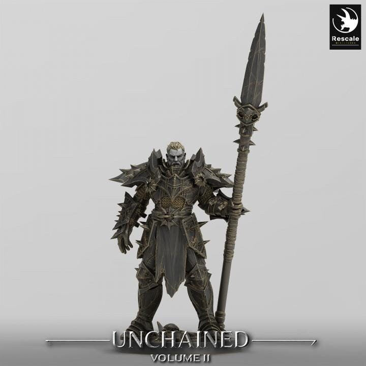 Oathbreaker Paladin, Fighter Polearm Master PC / NPC, DnD 5e Unpainted Mini| 28mm, 32mm,54mm,75mm,100mm Scales | Dungeons & Dragons - Only-Games