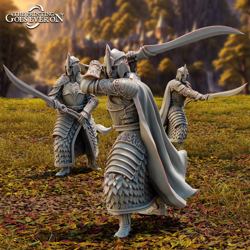 Elf Fighters, Paladin with Sword (3 poses )| Miniature | 28mm, 32mm,54mm,75mm, 100mm Scales | Pathfinder Figure | DnD | Figurine unpainted | - Only-Games