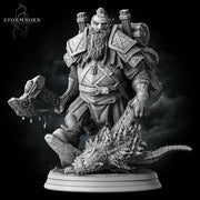 Dwarf Fighter Dragon Hunter (Baby dragon :) ) PC / NPC | 28mm,32mm,54mm,75mm,100mm Scales | Player Character Mini D&D 5e Pathfinder Figurine - Only-Games