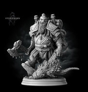 Dwarf Fighter Dragon Hunter (Baby dragon :) ) PC / NPC | 28mm,32mm,54mm,75mm,100mm Scales | Player Character Mini D&D 5e Pathfinder Figurine - Only-Games
