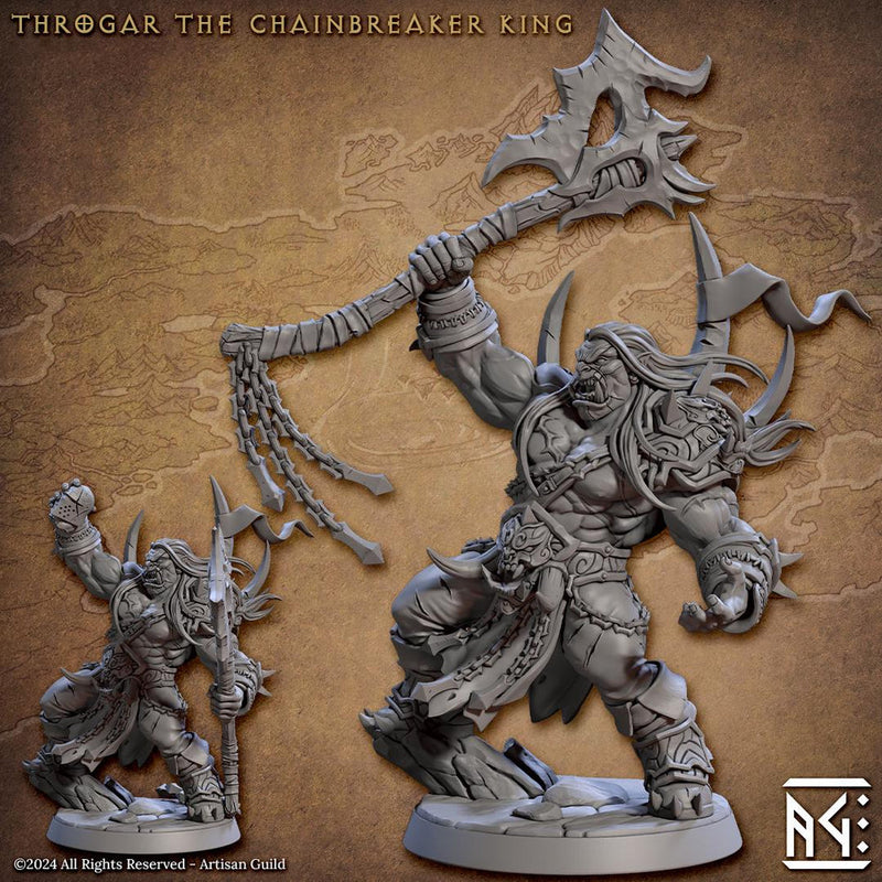 Orc Chief Fighter Barbarian with Battle Axe (2 options) DnD | 28mm, 32mm, 54mm, 75mm Scale Miniature | Dungeons and Dragons | Artisan Guild - Only-Games