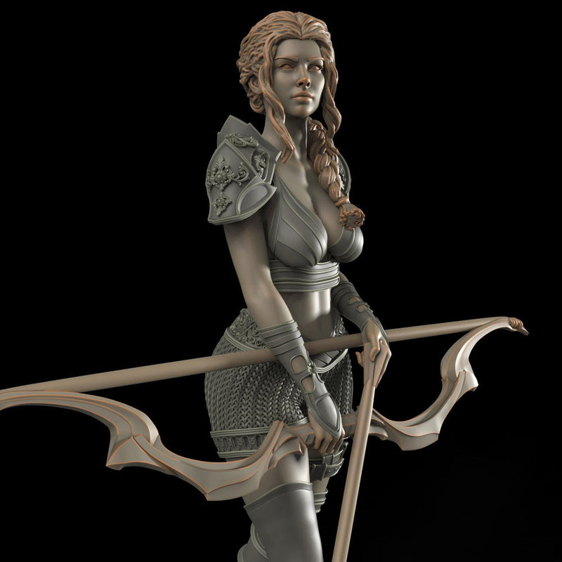 Female Elf, Human Fighter Ranger Sharpshooter, Mini | 28mm,32mm,54mm,75mm,100mm Scale | Resin Dungeons and Dragons D&D 5e  | Pathfinder - Only-Games