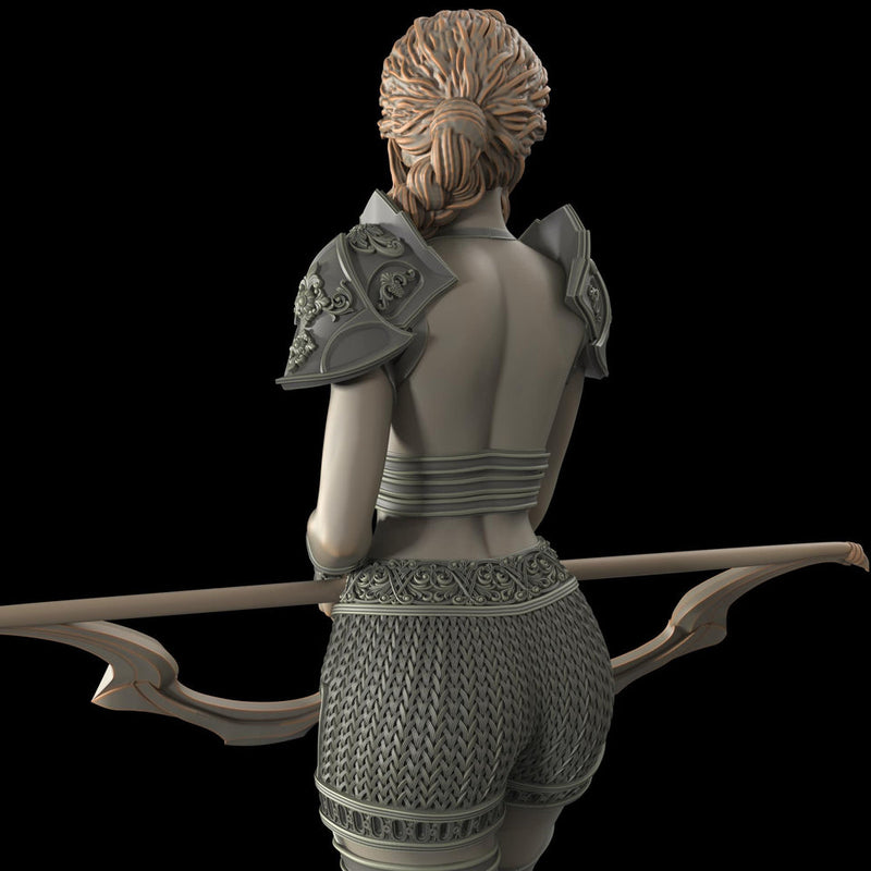 Female Elf, Human Fighter Ranger Sharpshooter, Mini | 28mm,32mm,54mm,75mm,100mm Scale | Resin Dungeons and Dragons D&D 5e  | Pathfinder - Only-Games
