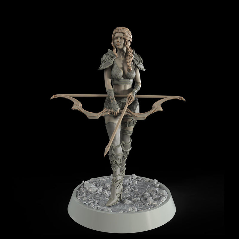 Female Elf, Human Fighter Ranger Sharpshooter, Mini | 28mm,32mm,54mm,75mm,100mm Scale | Resin Dungeons and Dragons D&D 5e  | Pathfinder - Only-Games
