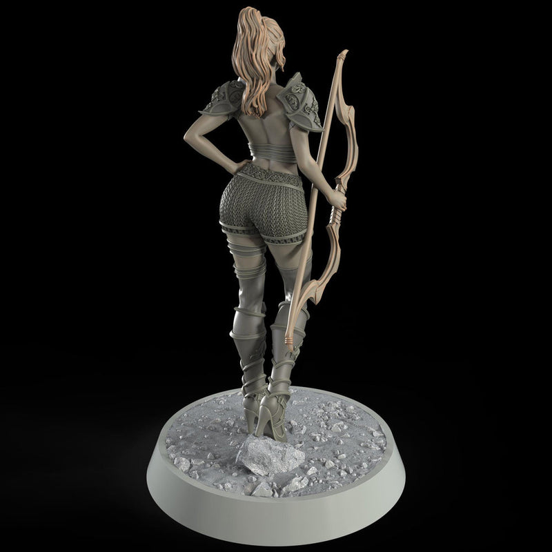 Female Elf, Human Fighter Ranger Sharpshooter, Mini | 28mm,32mm,54mm,75mm,100mm Scale | Resin Dungeons and Dragons D&D 5e  | Pathfinder - Only-Games