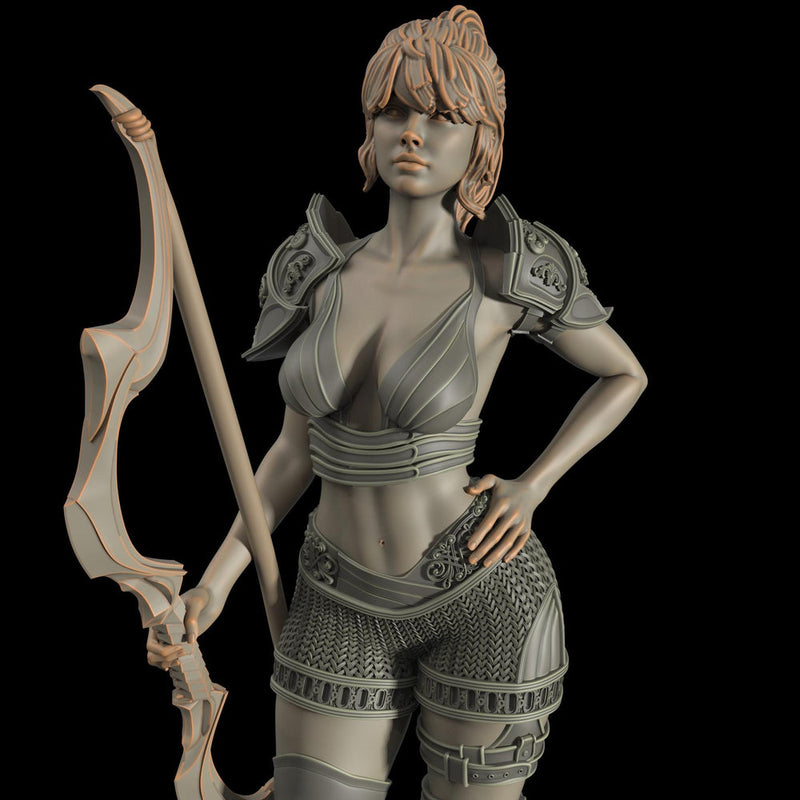 Female Elf, Human Fighter Ranger Sharpshooter, Mini | 28mm,32mm,54mm,75mm,100mm Scale | Resin Dungeons and Dragons D&D 5e  | Pathfinder - Only-Games