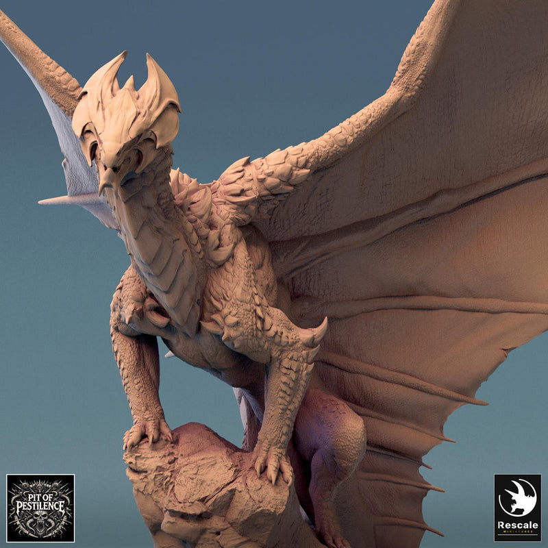 Metallic Ancient Brass Dragon- (4 sizes) D&D Miniature | 190mm Wing Span,223mm Height | Resin Figurine |Dungeons and Dragons 5e Pathfinder - Only-Games