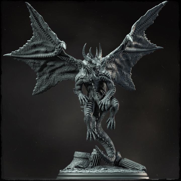 Chromatic Dragon (4 sizes) D&D  Miniature |  230mm Height,  220mm Wing Span | Resin Dragon Statue | Figurine | Dungeons and Dragons 5e - Only-Games
