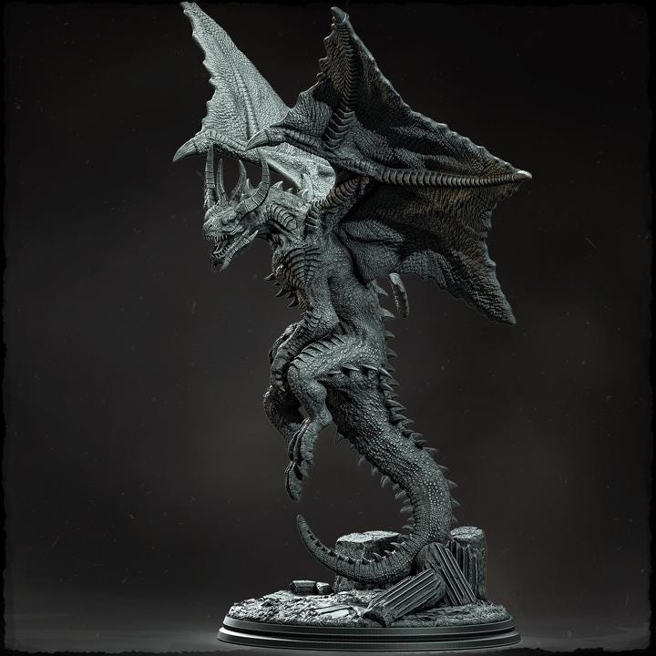 Chromatic Dragon (4 sizes) D&D  Miniature |  230mm Height,  220mm Wing Span | Resin Dragon Statue | Figurine | Dungeons and Dragons 5e - Only-Games