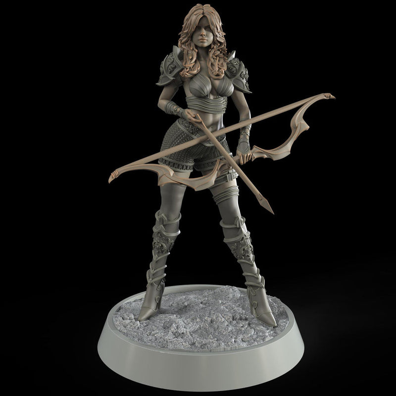 Female Sexy Human Fighter Ranger Sharpshooter, Unpainted | 28mm,32mm,54mm,75mm,100mm Scale | Resin Dungeons and Dragons D&D 5e  | Pathfinder - Only-Games