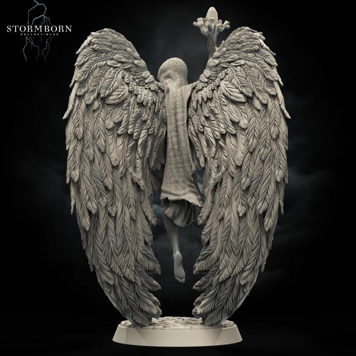 Female Celestial Angel PC NPC D&D Miniature | 28mm, 32mm, 54mm,75mm, 100mm Scales | Pathfinder Figure | Figurine unpainted | RPG Gift Idea - Only-Games