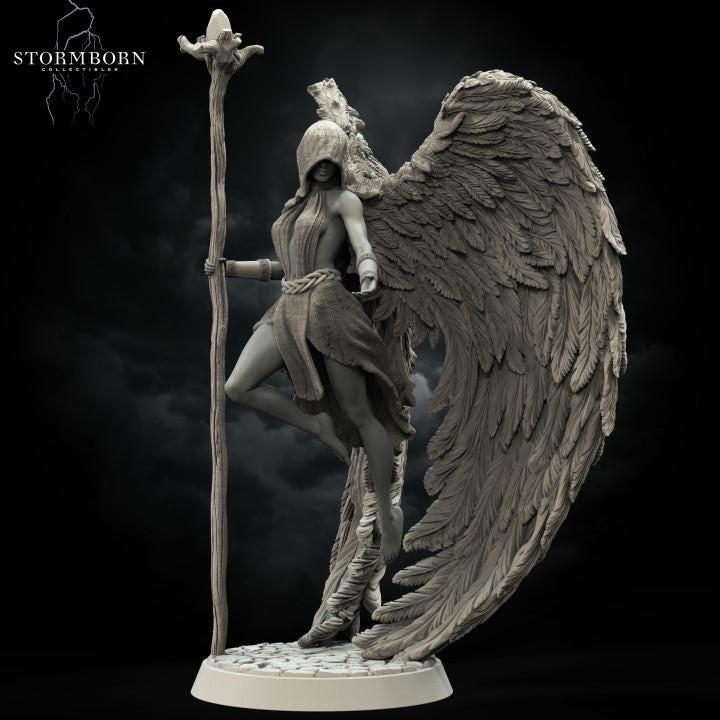 Female Celestial Angel PC NPC D&D Miniature | 28mm, 32mm, 54mm,75mm, 100mm Scales | Pathfinder Figure | Figurine unpainted | RPG Gift Idea - Only-Games