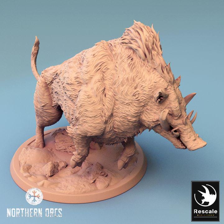 Wild Boar and Giant Boar Miniatures | Dungeons and Dragons 5e  | 28mm,32mm, 54mm, 75mm, 100mm Scale | Pathfinder | Rescale miniatures - Only-Games