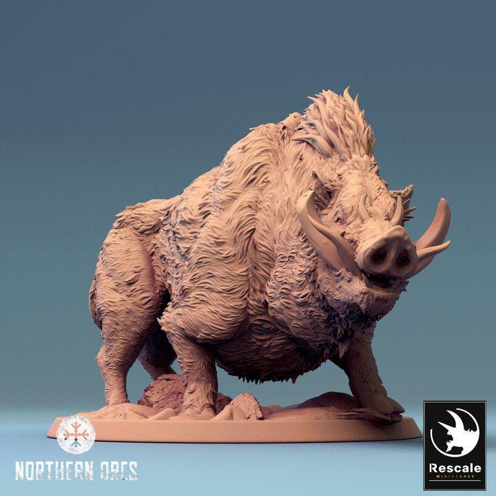 Wild Boar and Giant Boar Miniatures | Dungeons and Dragons 5e  | 28mm,32mm, 54mm, 75mm, 100mm Scale | Pathfinder | Rescale miniatures - Only-Games