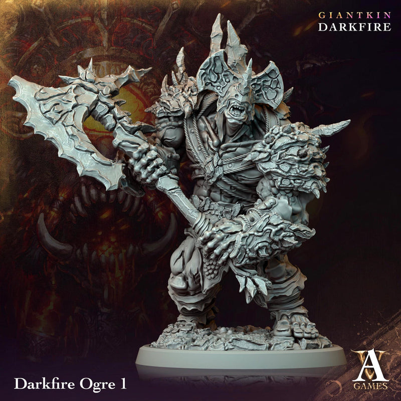 Raging Warrior Ogre, Resin Miniature | 28mm,32mm Scales (40mm, 50mm, 60mm, 75mm BASE Sizes) |  D&D 5e Against Giants | Dungeons and Dragons - Only-Games