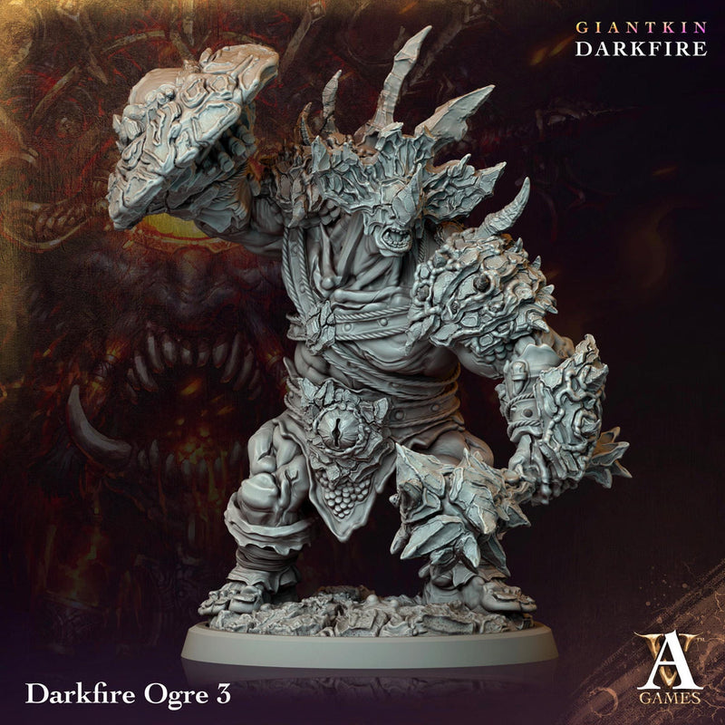 Raging Warrior Ogre, Resin Miniature | 28mm,32mm Scales (40mm, 50mm, 60mm, 75mm BASE Sizes) |  D&D 5e Against Giants | Dungeons and Dragons - Only-Games