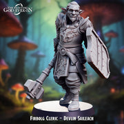 Firbolg Cleric, Fighter with Mace & Shield | Miniature | 28mm, 32mm, 54mm, 75mm, 100mm Scales | Pathfinder Figure | DnD | Figurine unpainted - Only-Games