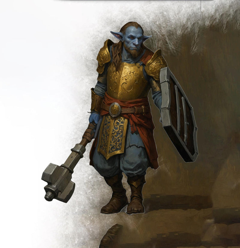 Firbolg Cleric, Fighter with Mace & Shield | Miniature | 28mm, 32mm, 54mm, 75mm, 100mm Scales | Pathfinder Figure | DnD | Figurine unpainted - Only-Games