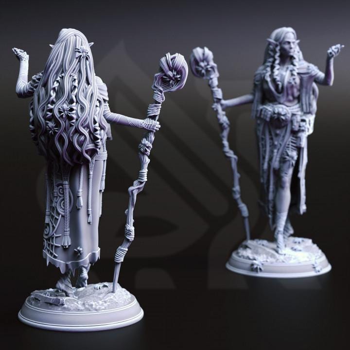 Dark Elf Female Cleric, Sorcerer, Wizard PC/ NPC Miniature | 28mm, 32mm,54mm,75mm, 100mm Scales | Dungeons and Dragons Pathfinder | DM Stash - Only-Games