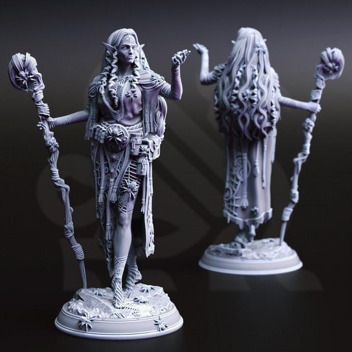Dark Elf Female Cleric, Sorcerer, Wizard PC/ NPC Miniature | 28mm, 32mm,54mm,75mm, 100mm Scales | Dungeons and Dragons Pathfinder | DM Stash - Only-Games