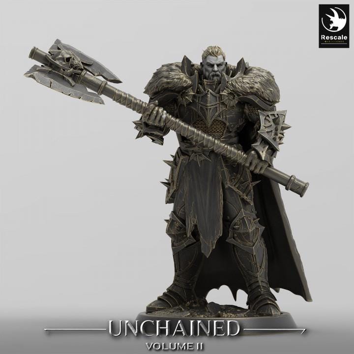 Human Ranger, Fighter Greataxe PC / NPC, DnD 5e Unpainted Mini| 28mm, 32mm,54mm,75mm,100mm Scales | Dungeons & Dragons - Only-Games