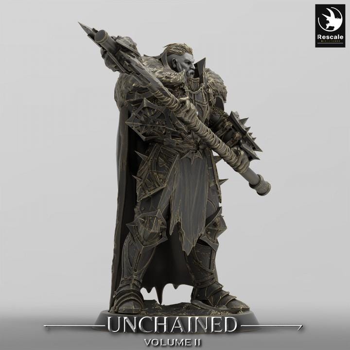 Human Ranger, Fighter Greataxe PC / NPC, DnD 5e Unpainted Mini| 28mm, 32mm,54mm,75mm,100mm Scales | Dungeons & Dragons - Only-Games