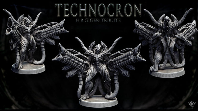 Sci-Fi Miniature Robot Infantry, H.R Giger Style | Base Diameter Sizes: 25mm,32mm, 50mm, 65mm,80mm | Resin Mini | Mini Monster Mayhem - Only-Games