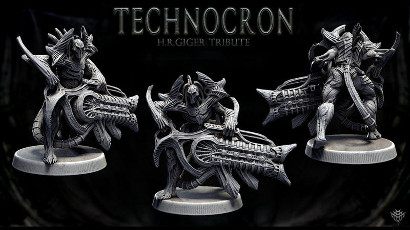 Sci-Fi Miniature Robot Infantry, H.R Giger Style | Base Diameter Sizes: 25mm,32mm, 50mm, 65mm,80mm | Resin Mini | Mini Monster Mayhem - Only-Games