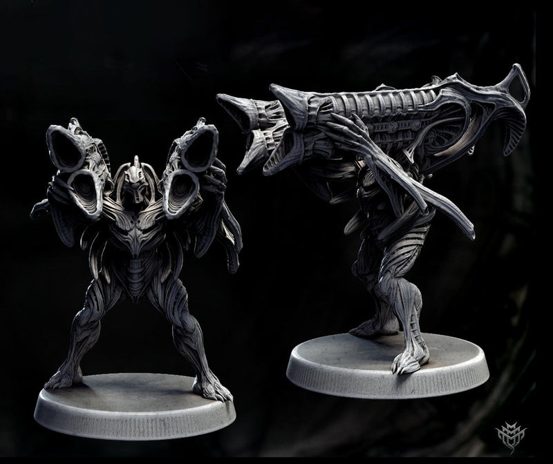 Sci-Fi Miniature Robot Infantry, H.R Giger Style | Base Diameter Sizes: 25mm,32mm, 50mm, 65mm,80mm | Resin Mini | Mini Monster Mayhem - Only-Games