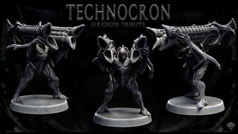Sci-Fi Miniature Robot Infantry, H.R Giger Style | Base Diameter Sizes: 25mm,32mm, 50mm, 65mm,80mm | Resin Mini | Mini Monster Mayhem - Only-Games