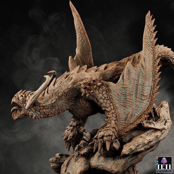 Wyvern (4 sizes) D&D Miniature | Young, Adult, Huge, Gargantuan (183mm High) | Resin Statue| Figurine | Dungeons and Dragons 5e - Only-Games