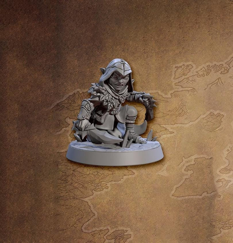 Halfling Gnome Rogue ,Ranger,Fighter Short Sword and Dagger PC NPC | Dungeons & Dragons| 28mm,32mm,54mm,75mm Scales Pathfinder Artisan Guild - Only-Games