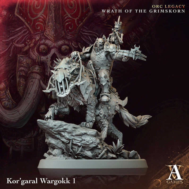 Orc Fighter Barbarian on Giant Dire Wolf, Half-Orc | Scales: 28mm,32mm ,54mm,75mm,100mm  Megaboss | D&D 5e | Pathfinder | Achvillain Games - Only-Games