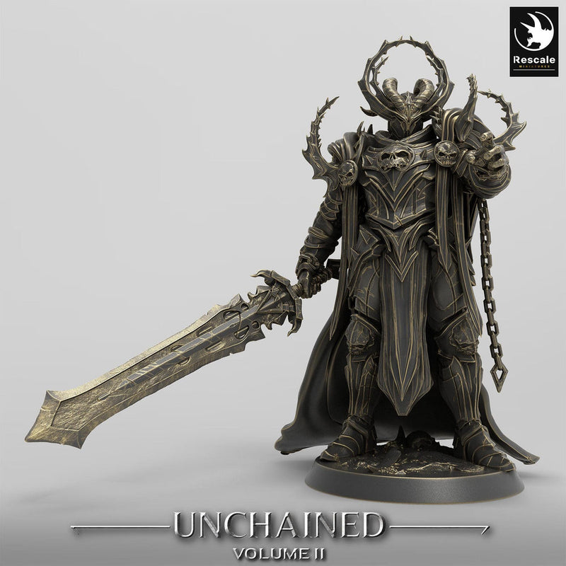 Oathbreaker Paladin, Fighter Battlemaster Great Sword PC / NPC, DnD 5e Unpainted Mini| 28mm, 32mm,54mm,75mm,100mm Scales |Dungeons & Dragons - Only-Games