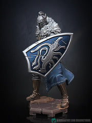 Human Paladin Fighter Sword & Shield |Unpainted Miniature| 5 Sizes/Scales | Pathfinder Figure | DnD | Figurine - Only-Games