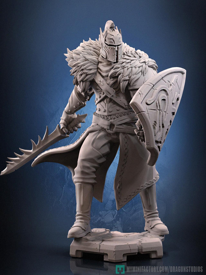 Human Paladin Fighter Sword & Shield |Unpainted Miniature| 5 Sizes/Scales | Pathfinder Figure | DnD | Figurine - Only-Games