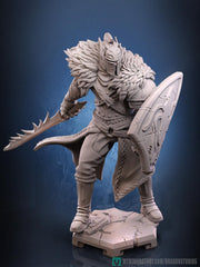 Human Paladin Fighter Sword & Shield |Unpainted Miniature| 5 Sizes/Scales | Pathfinder Figure | DnD | Figurine - Only-Games