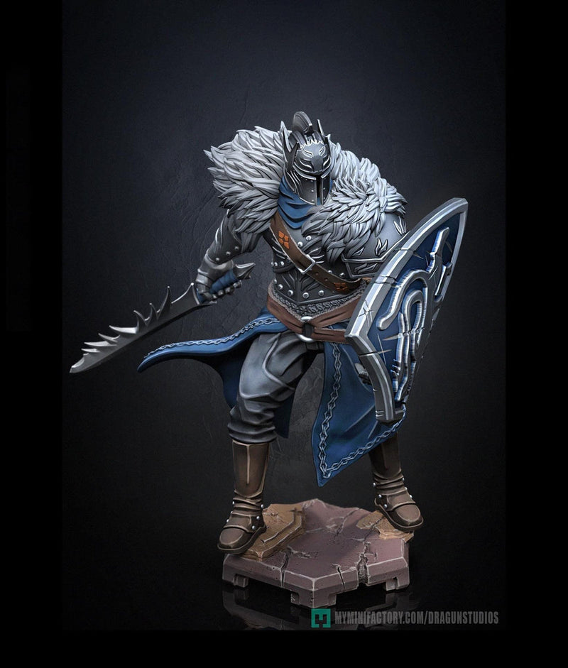 Human Paladin Fighter Sword & Shield |Unpainted Miniature| 5 Sizes/Scales | Pathfinder Figure | DnD | Figurine - Only-Games